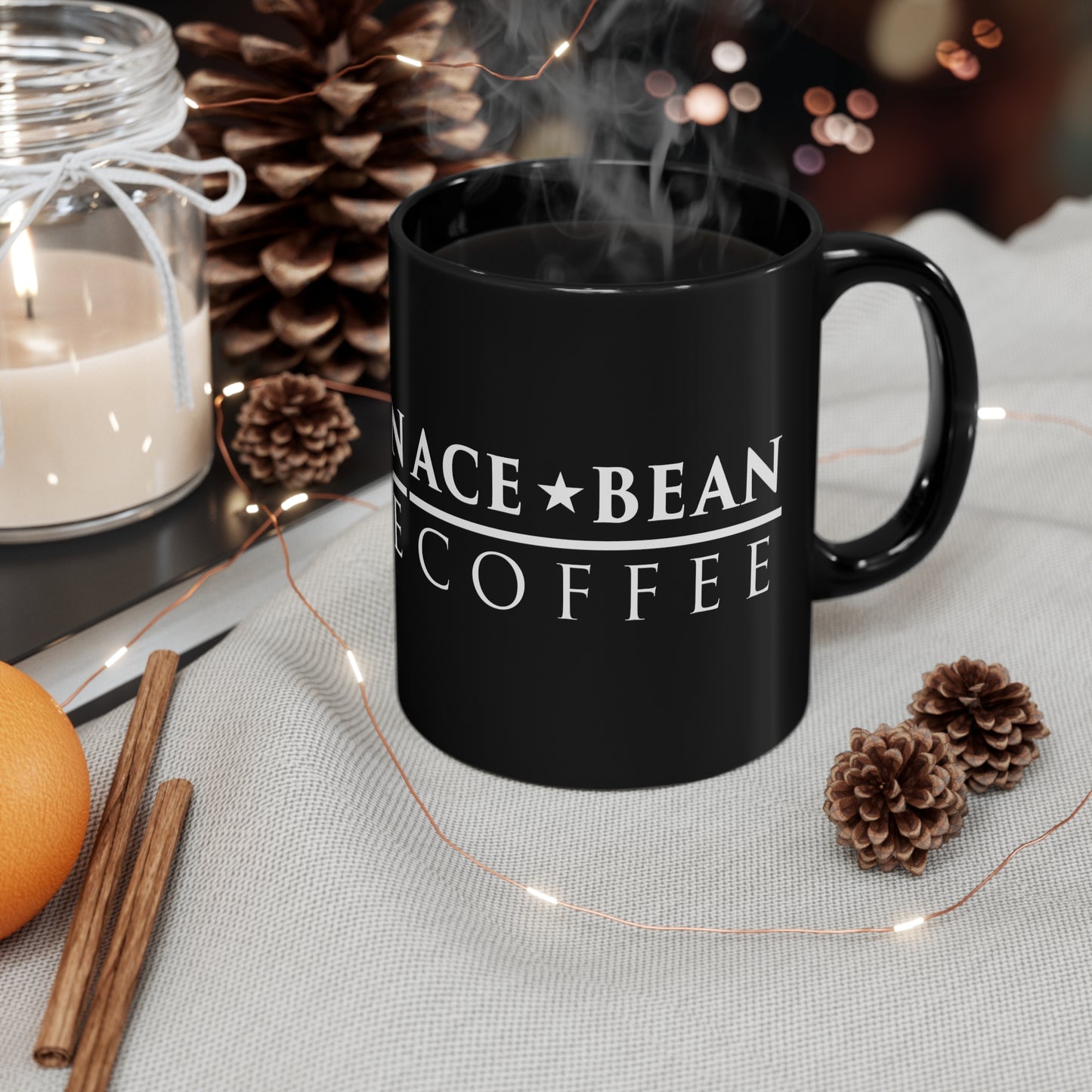 Ace Bean Coffee 11oz Black Mug
