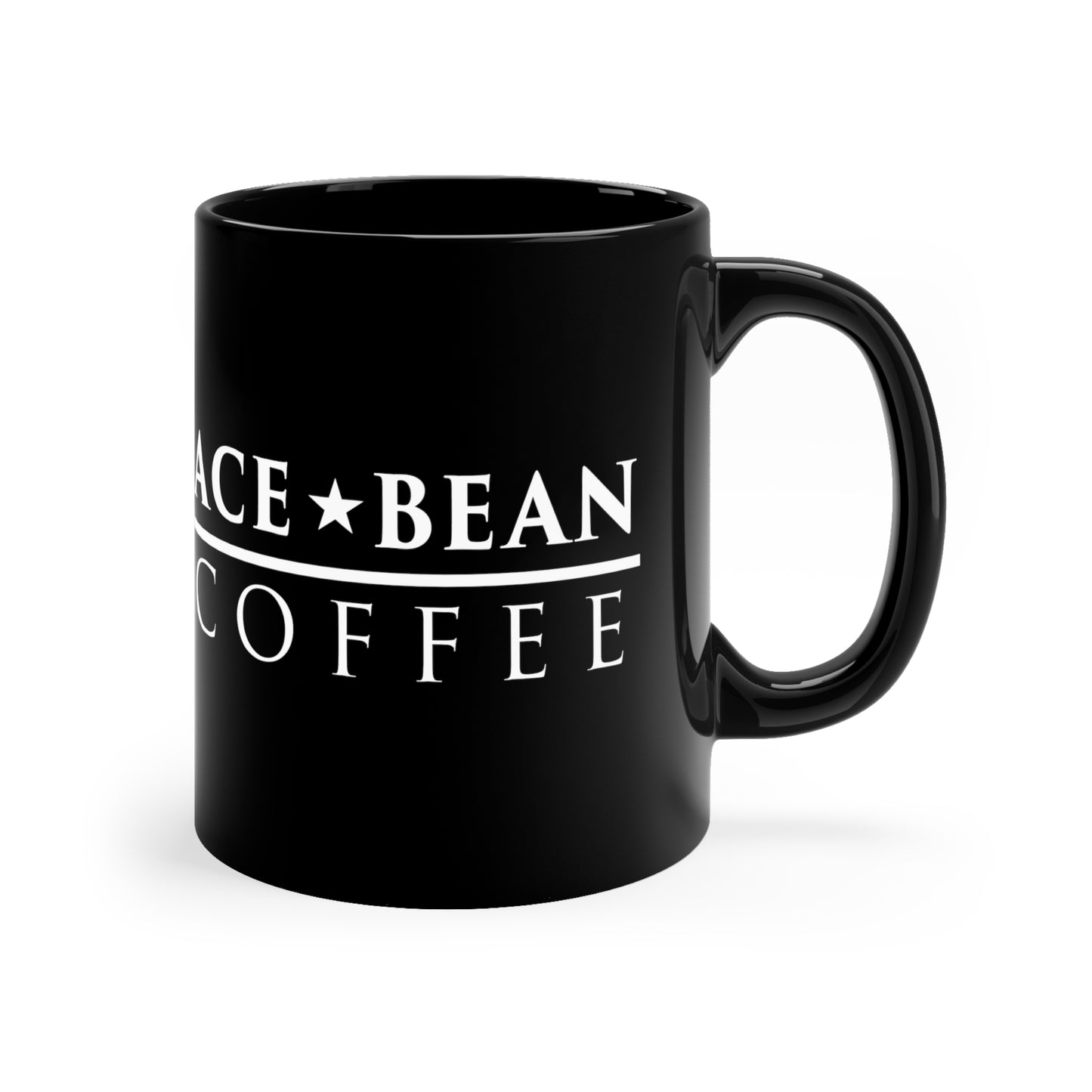 Ace Bean Coffee 11oz Black Mug